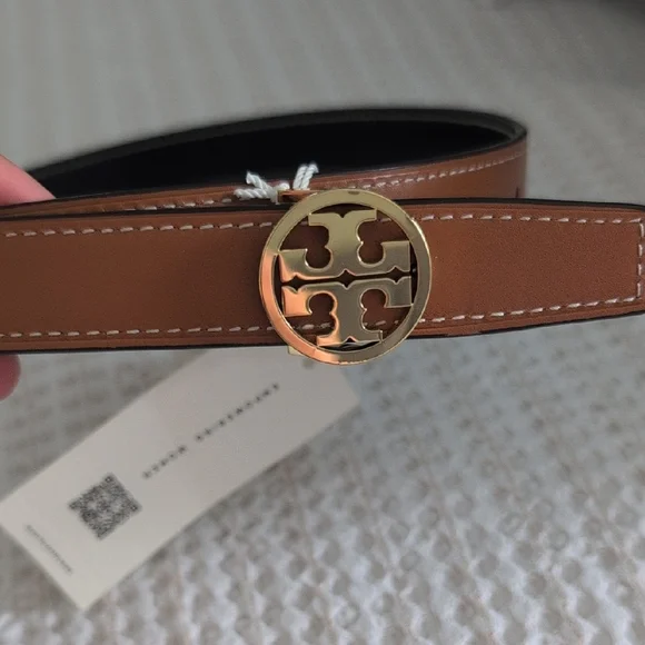 Tory Burch Brown Leather Belt with Gold Buckle - Picture 9 of 10
